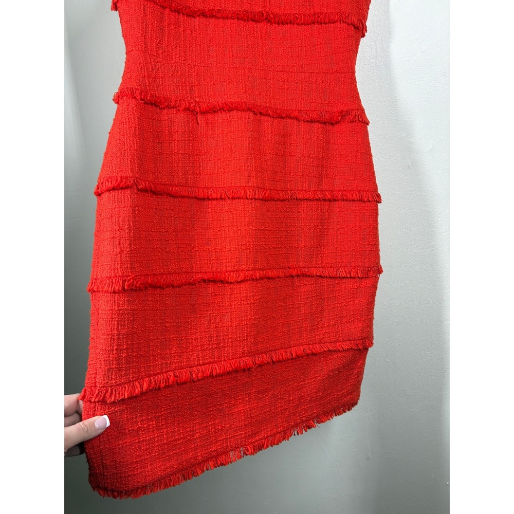 J Crew Orange Tweed Fringe Sheath Dress Size 4 Sleeveless Business Preppy Career - Picture 5 of 14